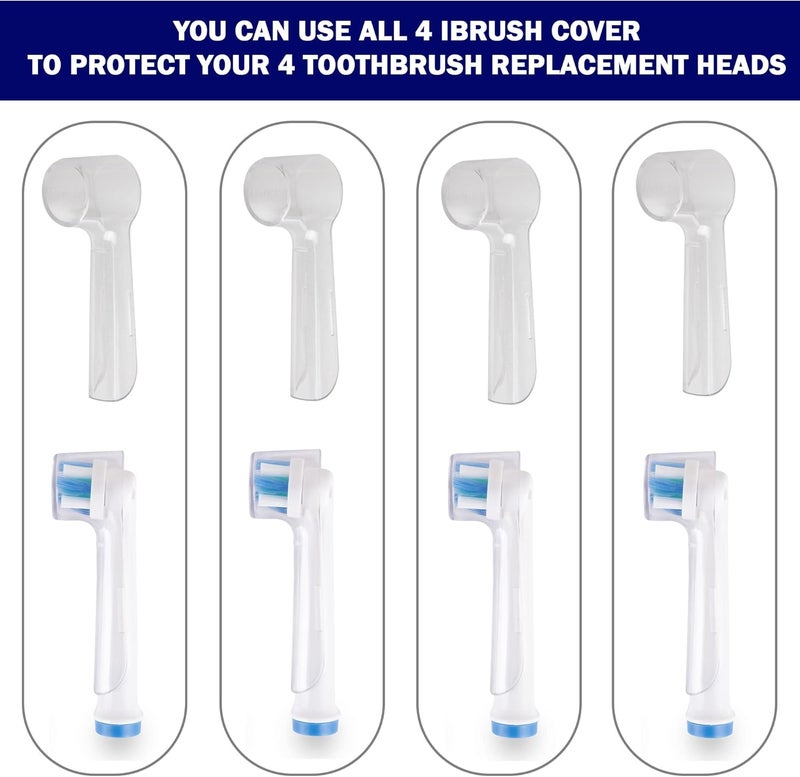 iBrush 4 Pack Protective Cover Cap Compatible with Oral B Replacement Heads, Fits for Cross Action Brush Heads and Pro 500, 1000, 1500 Electric Toothbrushes - Image 2